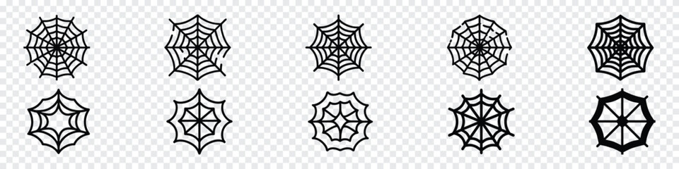 Spider web vector,  line icon of a spider web. spider net, Spiderweb set. Spiderweb. Cobweb icon collection. Spiderweb icon set. Spider web black silhouette