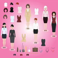 Wall Mural - office women set