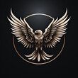 © alexkoral - round logo emblem symbol icon with bird eagle hawk falcon on black background
