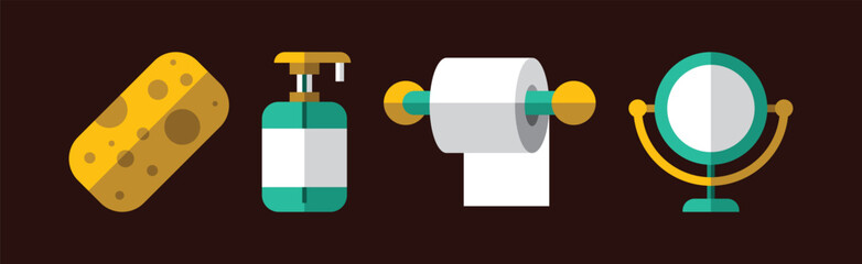 Canvas Print - Flat Personal Hygiene Icon and Item Vector Set