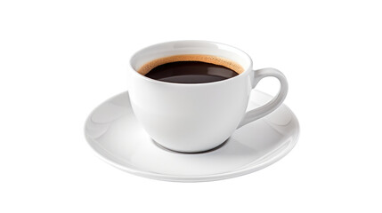 Wall Mural - White cup of black coffee isolated on white background