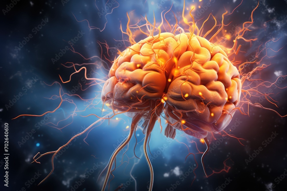 Illustration Stock Human brain deep learning memory processes. Long ...