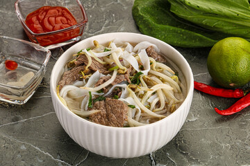 Vietnamese soup Pho Bo with beef