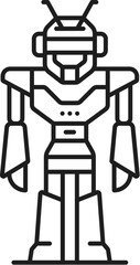 Aufkleber - Alien futuristic robot line and outline icon. Chatbot vintage robot symbol or icon, autopilot humanoid bot or alien cyborg artificial intelligence, mantis insect android thin line vector pictogram