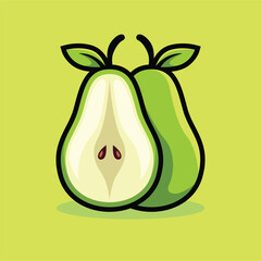 Wall Mural - Pear vector illustration isolated on green background