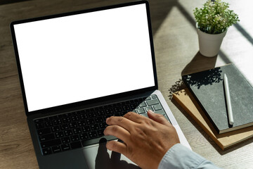 Wall Mural - mock up using laptop with blank screen computer modern