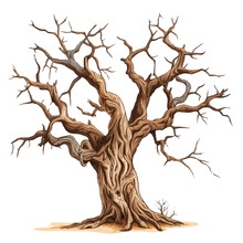 Old Dry Tree Illustration Vector