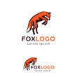 simple fox jump logo template