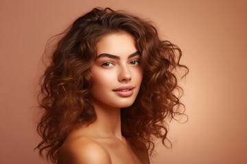  Portrait of beautiful young woman with clean fresh skin. Spa, healthcare.