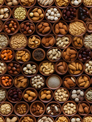 Organic mixed nuts banner with place for text. Assorted nuts: hazelnuts walnuts, pecans, pistachio, almonds, cashews. Healthy food, useful microelements and vitamins. Useful health