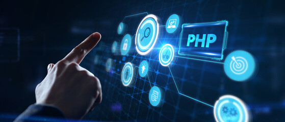 Business, Technology, Internet and network concept. PHP abbreviation. Modern technology concept.