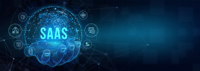 Software as a Service SaaS. Software concept. Business, modern technology, internet and networking concept. 3d illustration