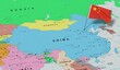 © PX Media - China, Beijing - national flag pinned on political map - 3D illustration