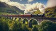 The Magical Railroad Adventure with Hogwarts Express Scenery, Mystical Tracks, Hogwarts Express Adventure Through the Fantasy Train Scenery generative AI  