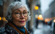 © vetre - Portrait of stylish old lady on blurred street background