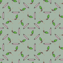 Wall Mural - Sprout and Phytolamp vector Grow Light colored seamless pattern