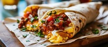 Spicy Chorizo And Egg In A Breakfast Burrito