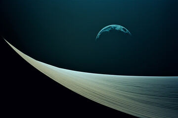 Poster - Minimalist moonlit abstraction, blending simplicity and elegance in a representation of abstract nighttime landscapes.
