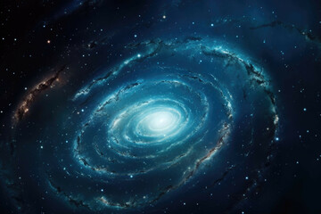 Wall Mural - a shot of a distant galaxy, with its spiral arms and stars visible against the dark background of sp