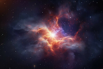 Wall Mural - a view of a distant star with a bright, colorful nebula in the background