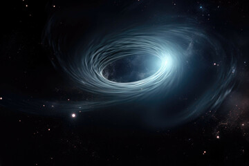 Wall Mural - a shot of a distant black hole, with its dark matter illuminated in the darkness of space
