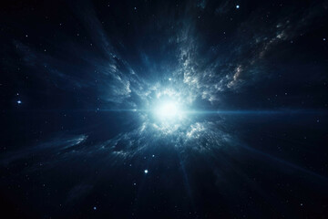 Wall Mural - a wide angle shot of a distant galaxy, with a bright star visible in the center