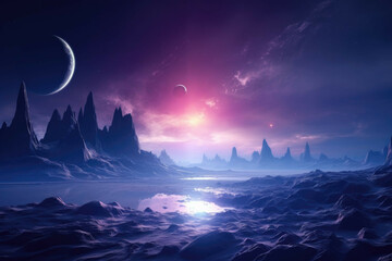 Wall Mural - a shot of a distant planet with a bright and vibrant atmosphere