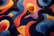 A close-up shot of a surreal and abstract pattern with mysterious shapes and forms, featuring a vibrant color palette