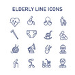 set of Elderly line icon vector design