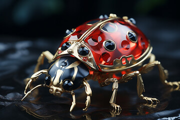 Poster - A ladybug with spots made of jewels.