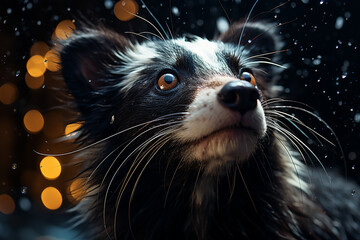 Poster - A skunk with fur made of stars.