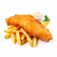 Wall Mural - Fish and Chips isolated on white background