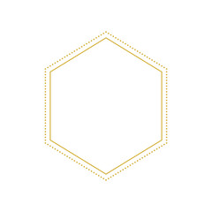 Wall Mural - Simple golden hexagon frame – Minimalist golden border – Decorative element design isolated on a transparent background