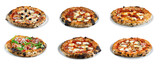 Fototapeta  - Big set of the best Italian pizzas isolated on white background