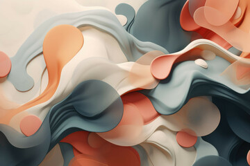 Wall Mural - abstract art piece with organic shapes and muted colors