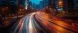 © dragomirescu - Experience the pulse of city life through a mesmerizing time lapse showcasing the dynamic flow of urban traffic under the dazzling city lights. Ai generated