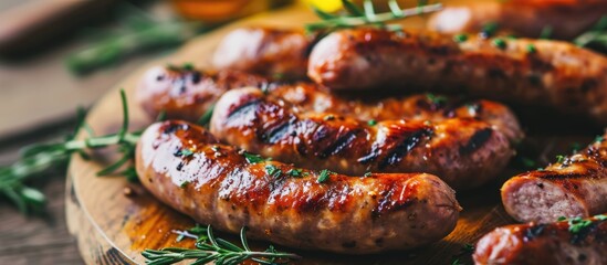 Wall Mural - Capture the flavors of grilled sausages.