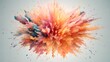 Abstract explosions of color on a light background with Peach Fuzz