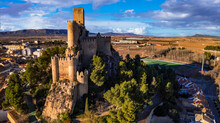 Most Impressive Medieval Castles And Towns  Of Spain,  Castile-La Mancha Provice - Almansa, Panoramic High Angle View