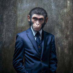 Wall Mural - portrait of a monkey in a business suit