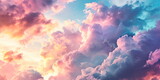 Fototapeta Natura - watercolor sky,dreamy background with watercolor sky in soft pastel colors. Generative AI