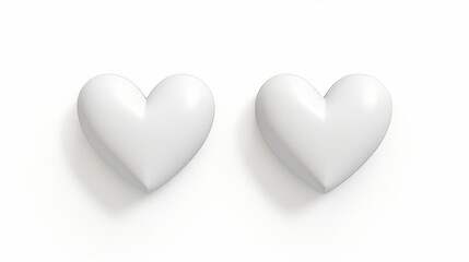 two white heart shape silhouettes isolated on white background