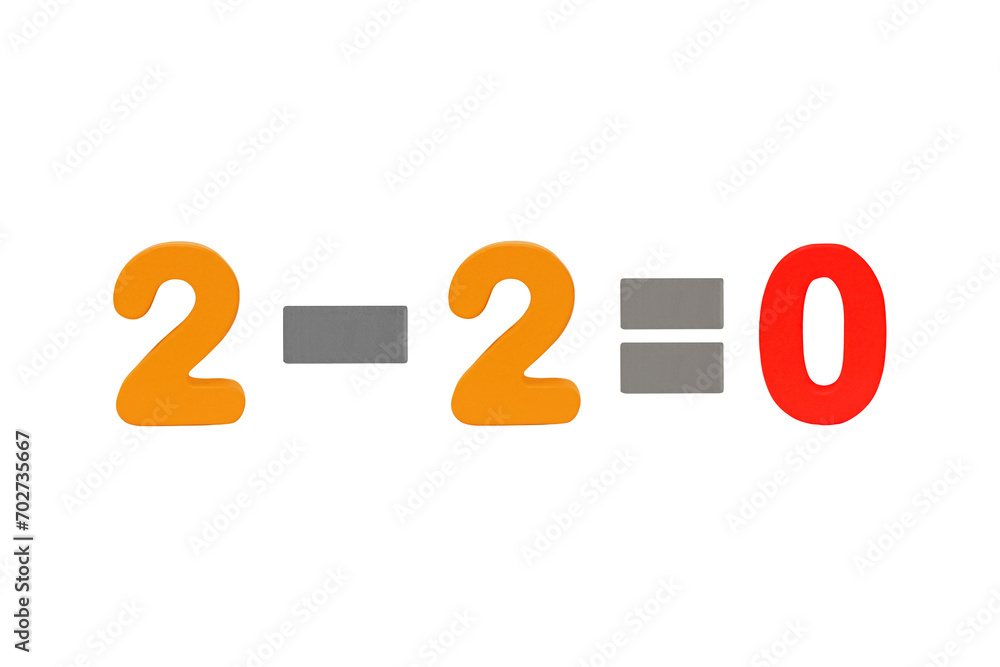 Arabic numerals Two minus Two equals zero 2-2=0 Isolated on cut out PNG ...