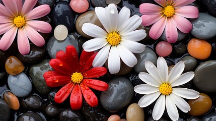 Sticker - flower and stones