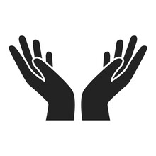 Black Hand Icon With Palm Up Isolated On White Background Vector Illustration