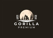 Silhouette of gorilla logo, minimalist gorilla logo design