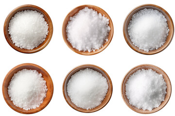 Wall Mural - Set of salt in a bowl top view on transparent background