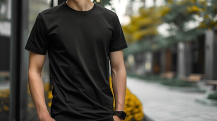 Wall Mural - Branded t-shirt mockup on a person