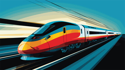 Wall Mural - high-speed capabilities of electric trains in a vector art piece showcasing trains racing along elec