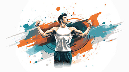 Wall Mural - fitness with a vector art piece capturing the dedication and vigor of a gym enthusiast. gym-goer eng